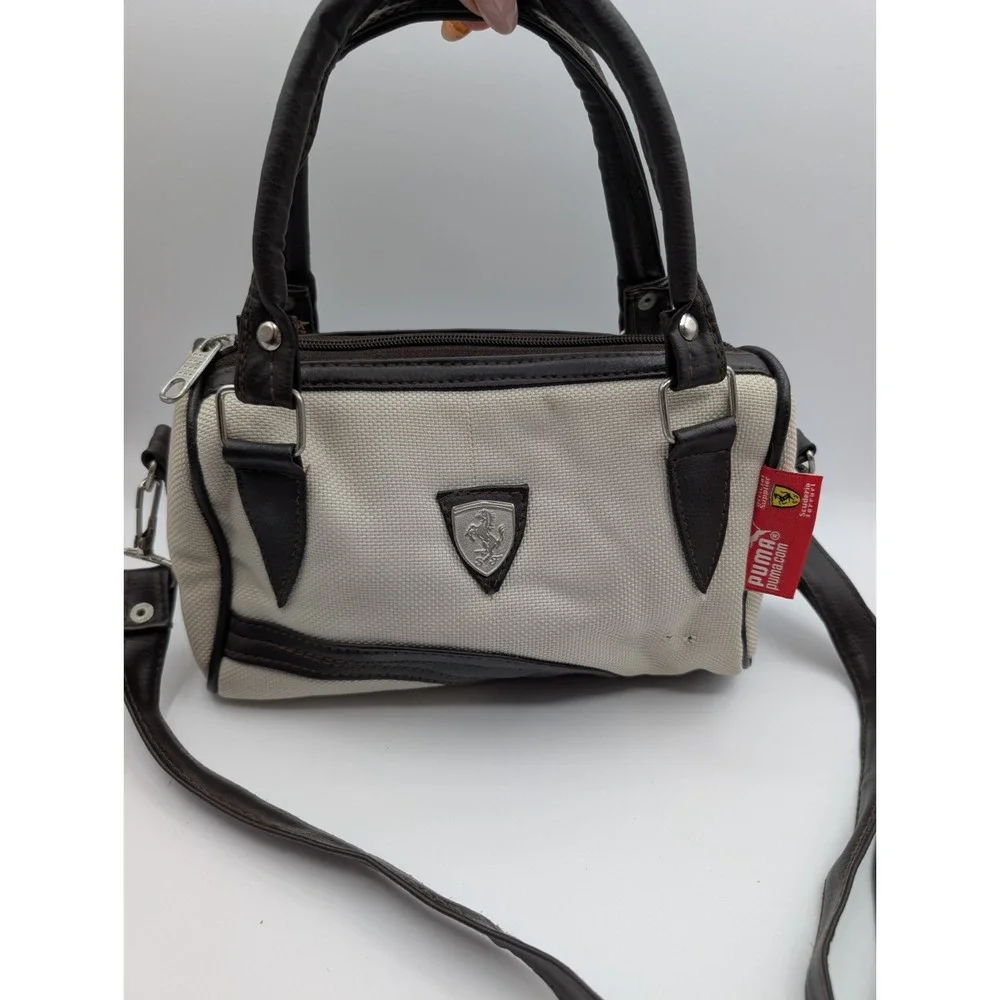 PUMA x Ferrari Handbag Crossbody Purse Y2K F1 Racing Motorsport Cream Brown